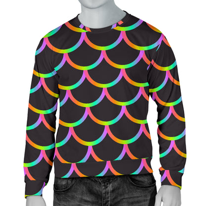 Mermaid Tail Rainbow Design Print Men Long Sleeve Sweatshirt