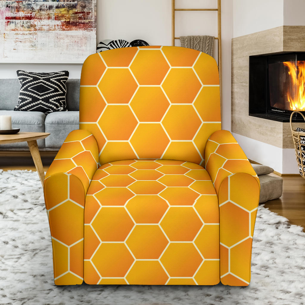 Honey Bee Honeycomb Print Design LKS3011 Recliner Slipcover with Pocket