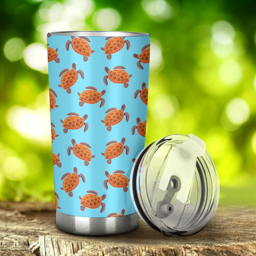 Brow Sea Turtle Print Pattern Tumbler