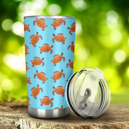 Brow Sea Turtle Print Pattern Tumbler