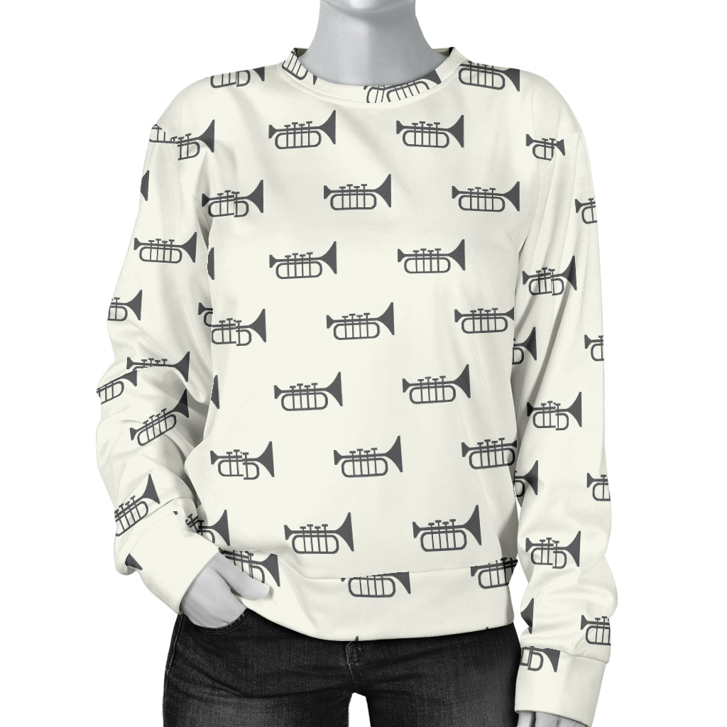 Trumpet Pattern Themed Print Women Long Sleeve Sweatshirt