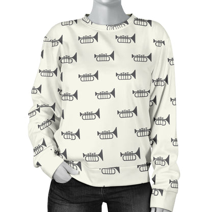 Trumpet Pattern Themed Print Women Long Sleeve Sweatshirt