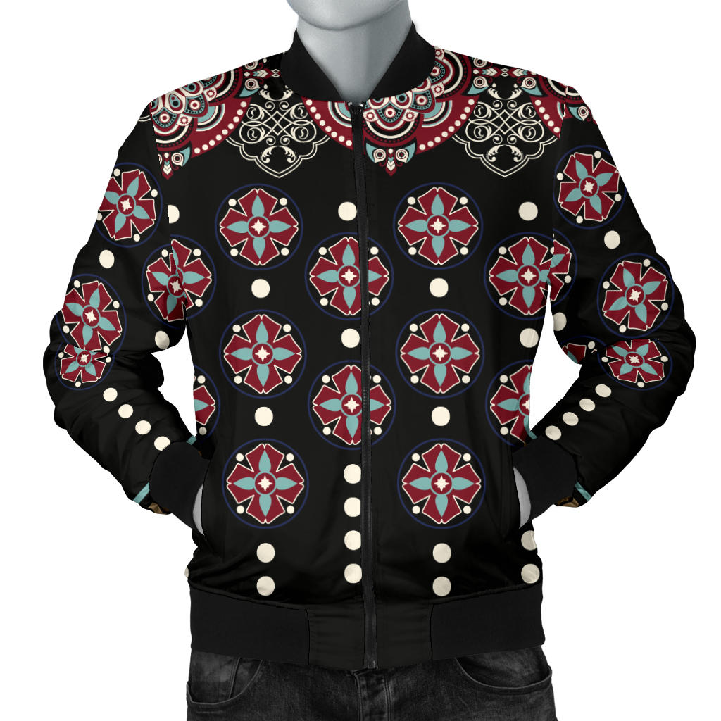 Ethnic Dot Style Print Pattern Men Bomber Jacket