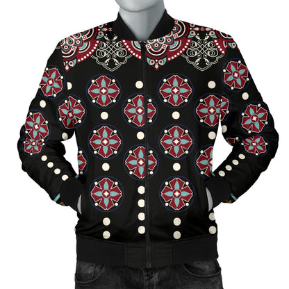 Ethnic Dot Style Print Pattern Men Bomber Jacket