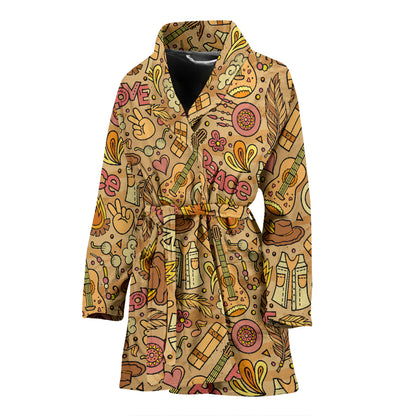 Hippie Print Design LKS305 Women Bathrobe