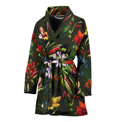 Magnolia Pattern Print Design 02 Women Bathrobe