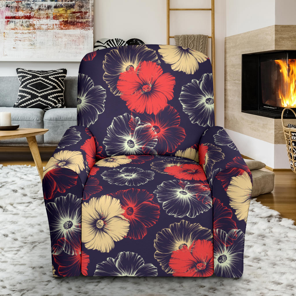 Tropical Flower Print Design LKS302 Recliner Slipcover with Pocket