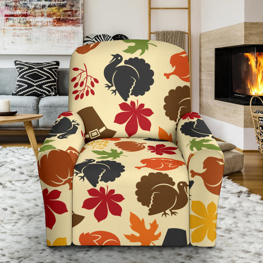 Thanksgiving Print Design LKS303 Recliner Slipcover with Pocket
