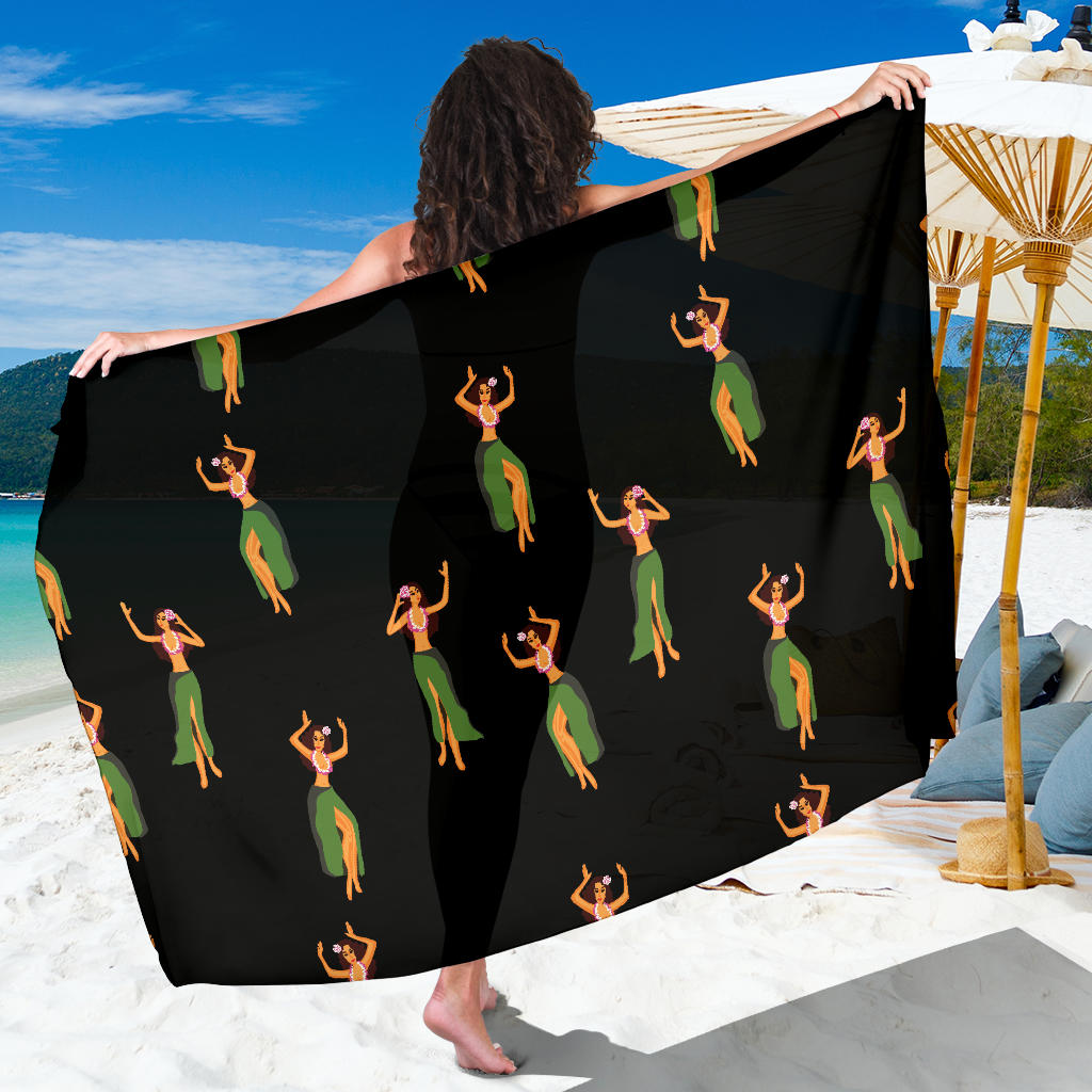 Hula Dancers Girl Pattern Print Design 01 Sarong Pareo Wrap