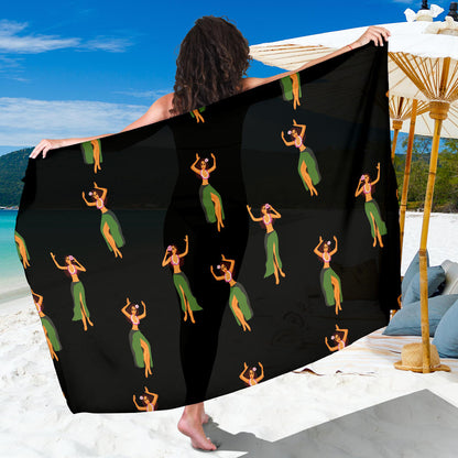 Hula Dancers Girl Pattern Print Design 01 Sarong Pareo Wrap