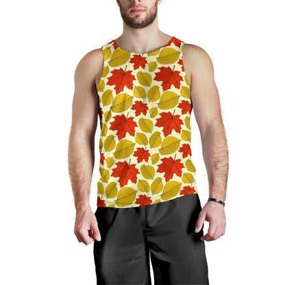 Elm Maple Leave Print Pattern Men Tank Top
