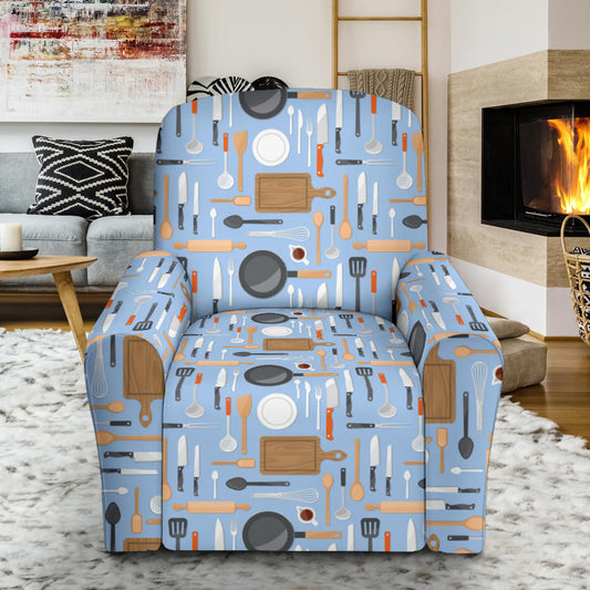 Cooking Kitchen Tools Pattern Print Design 02 Recliner Slipcover with Pocket