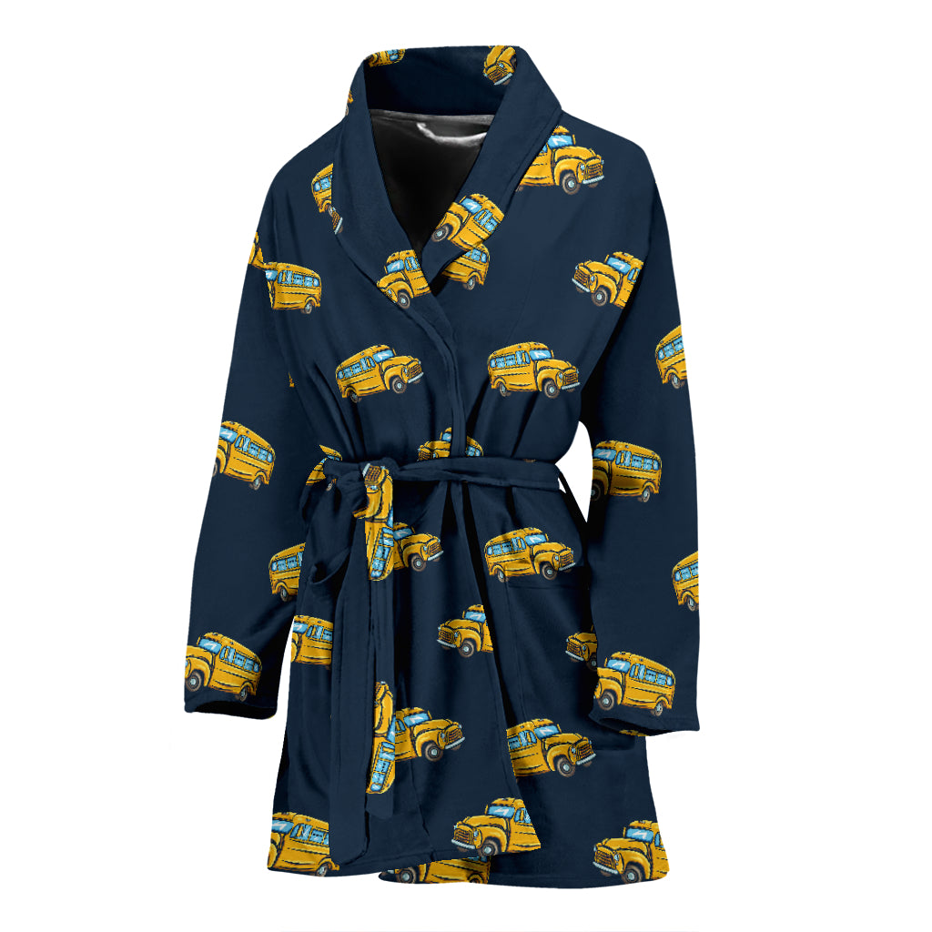School Bus Print Design LKS304 Women Bathrobe