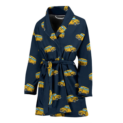 School Bus Print Design LKS304 Women Bathrobe