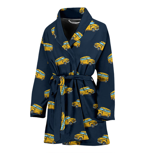 School Bus Print Design LKS304 Women Bathrobe