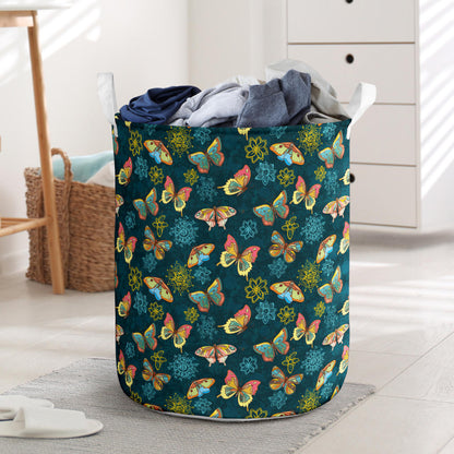 Butterfly Hand Draw Print Pattern Laundry Basket
