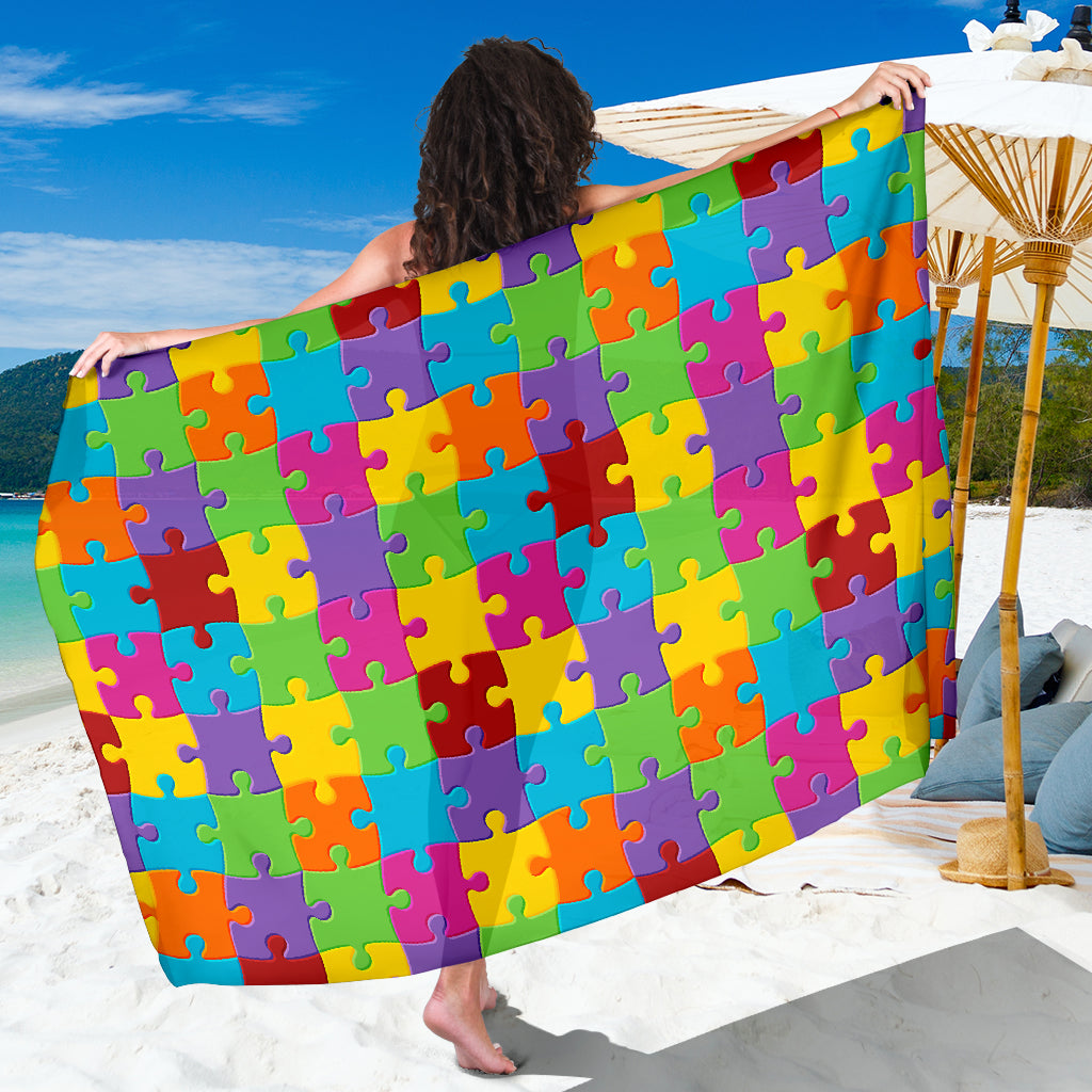 Autism Awareness Pattern Print Design 02 Sarong Pareo Wrap