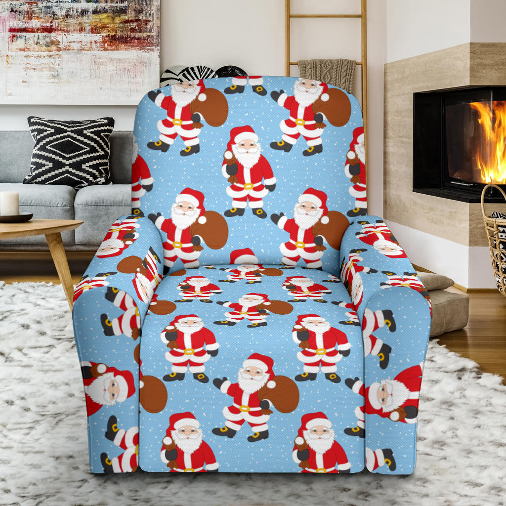 Santa Christmas Themed Print Design LKS305 Recliner Slipcover with Pocket