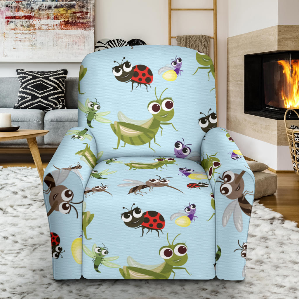 Ladybug Pattern Print Design 01 Recliner Slipcover with Pocket