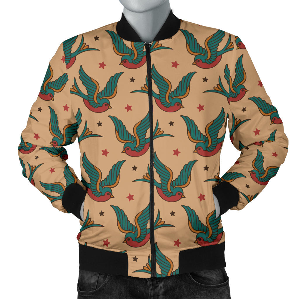 Old School Tattoo Swallow Design Men Bomber Jacket