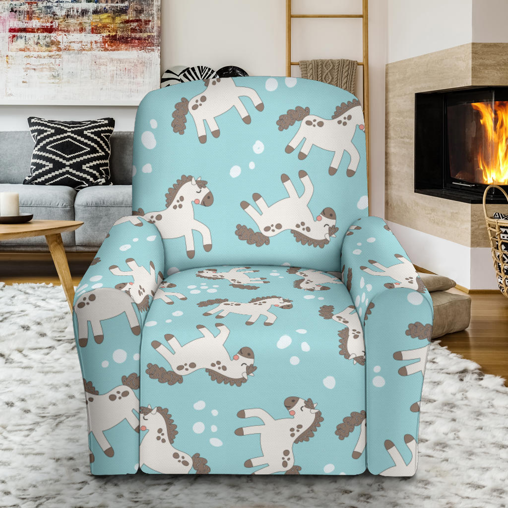 Horse Cute Print Design LKS306 Recliner Slipcover with Pocket