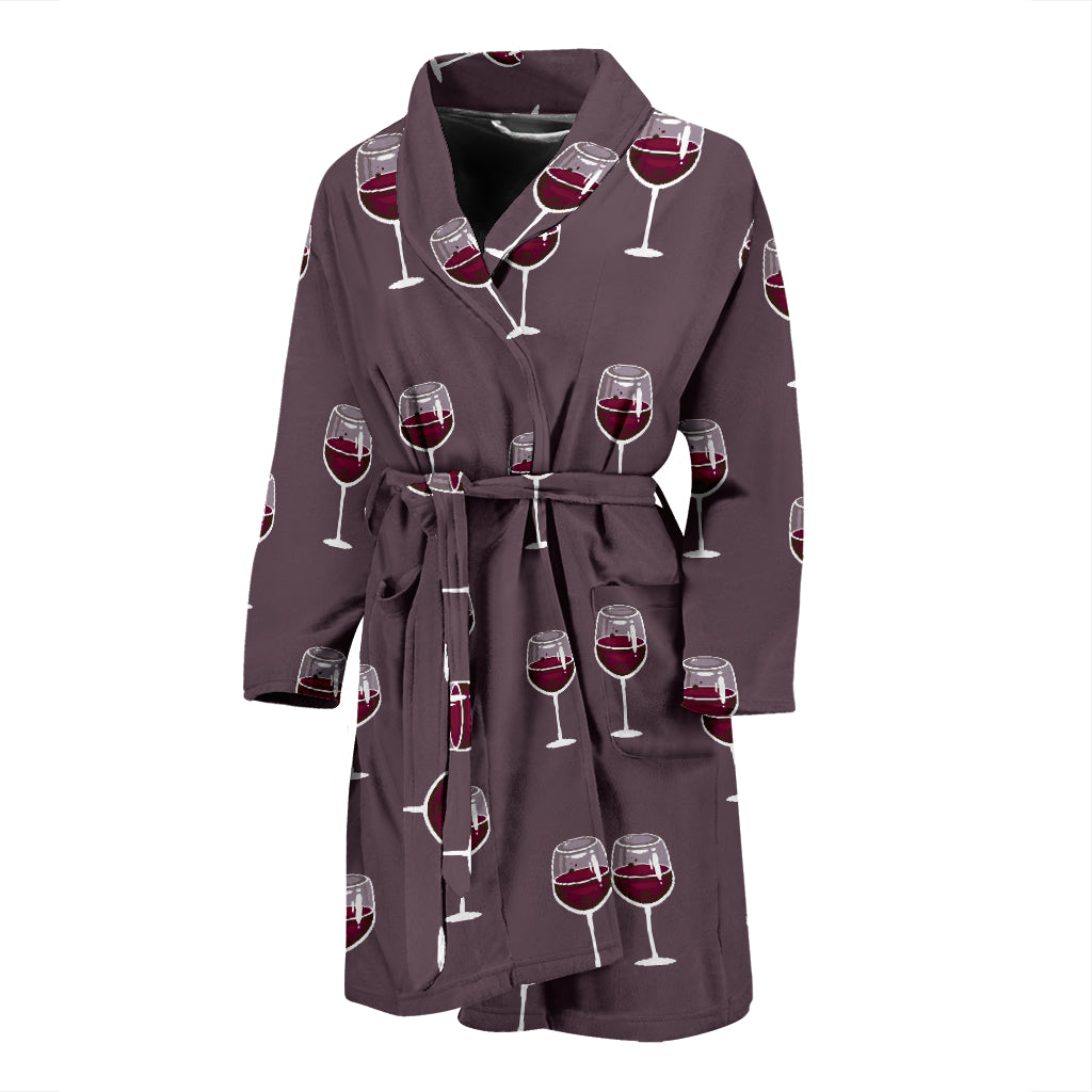 Wine Glass Pattern Print Design LKS305 Men Bathrobe