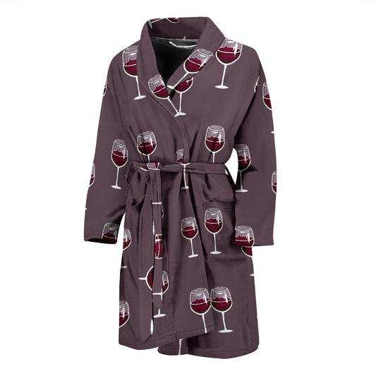Wine Glass Pattern Print Design LKS305 Men Bathrobe