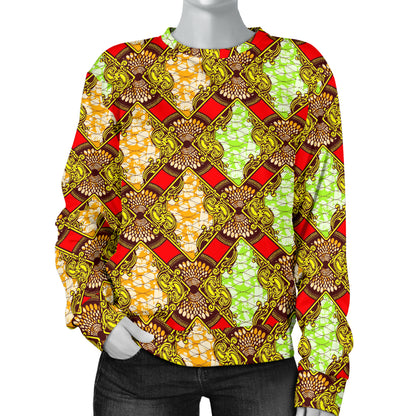 African Classic Print Pattern Women Long Sleeve Sweatshirt