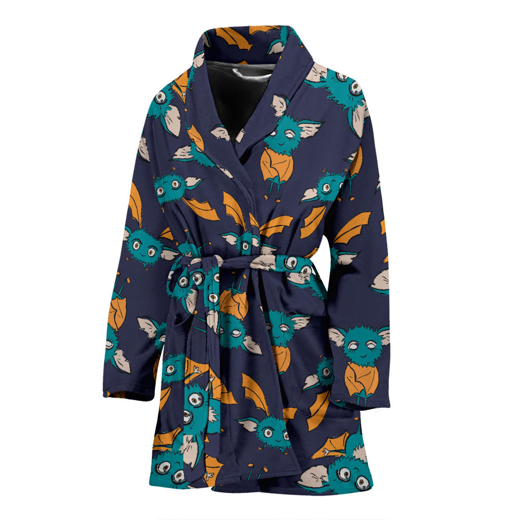 Bat Pattern Print Design 07 Women Bathrobe