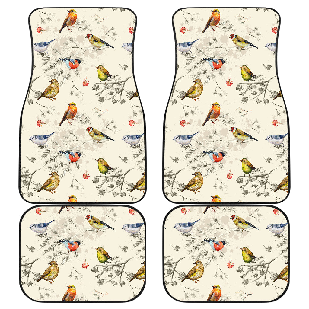 Bird Watercolor Design Pattern Car Floor Mats Front Back