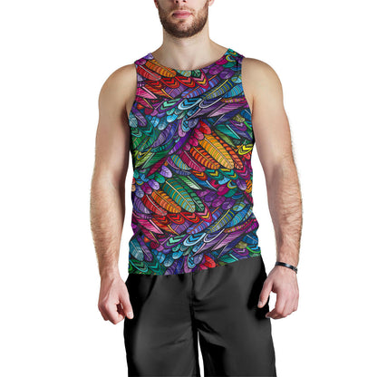 Feather Multicolor Design Print Men Tank Top