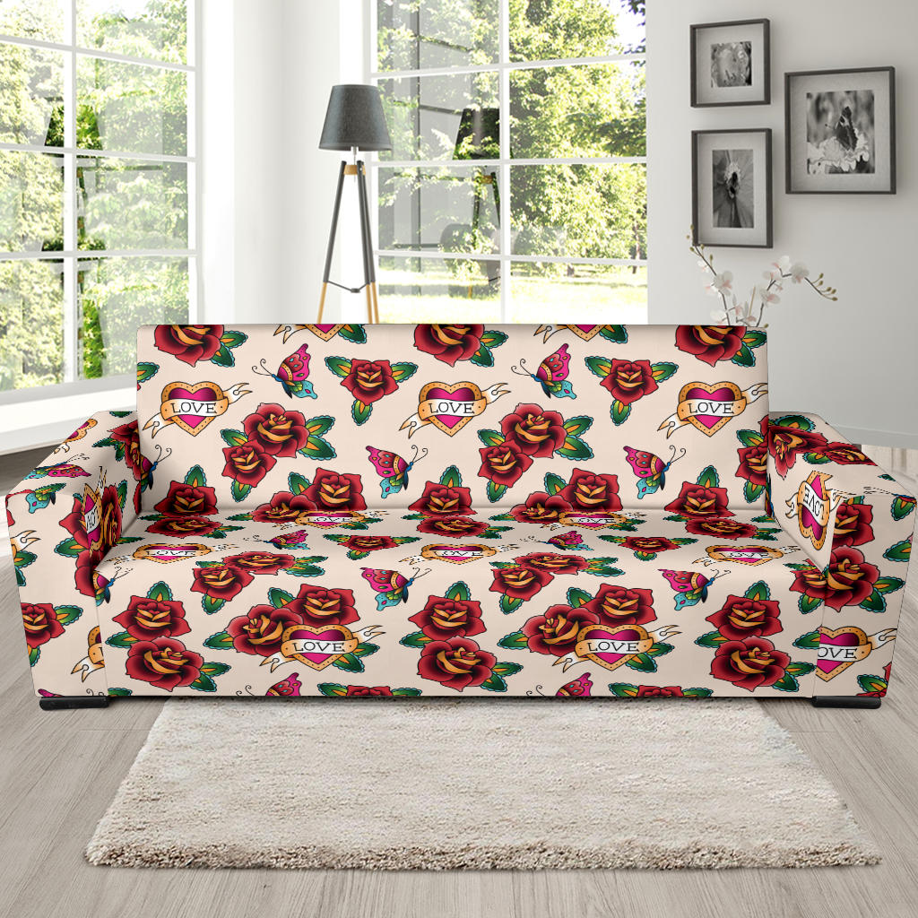 Tattoo Rose Print Design LKS302 Sofa Slipcover