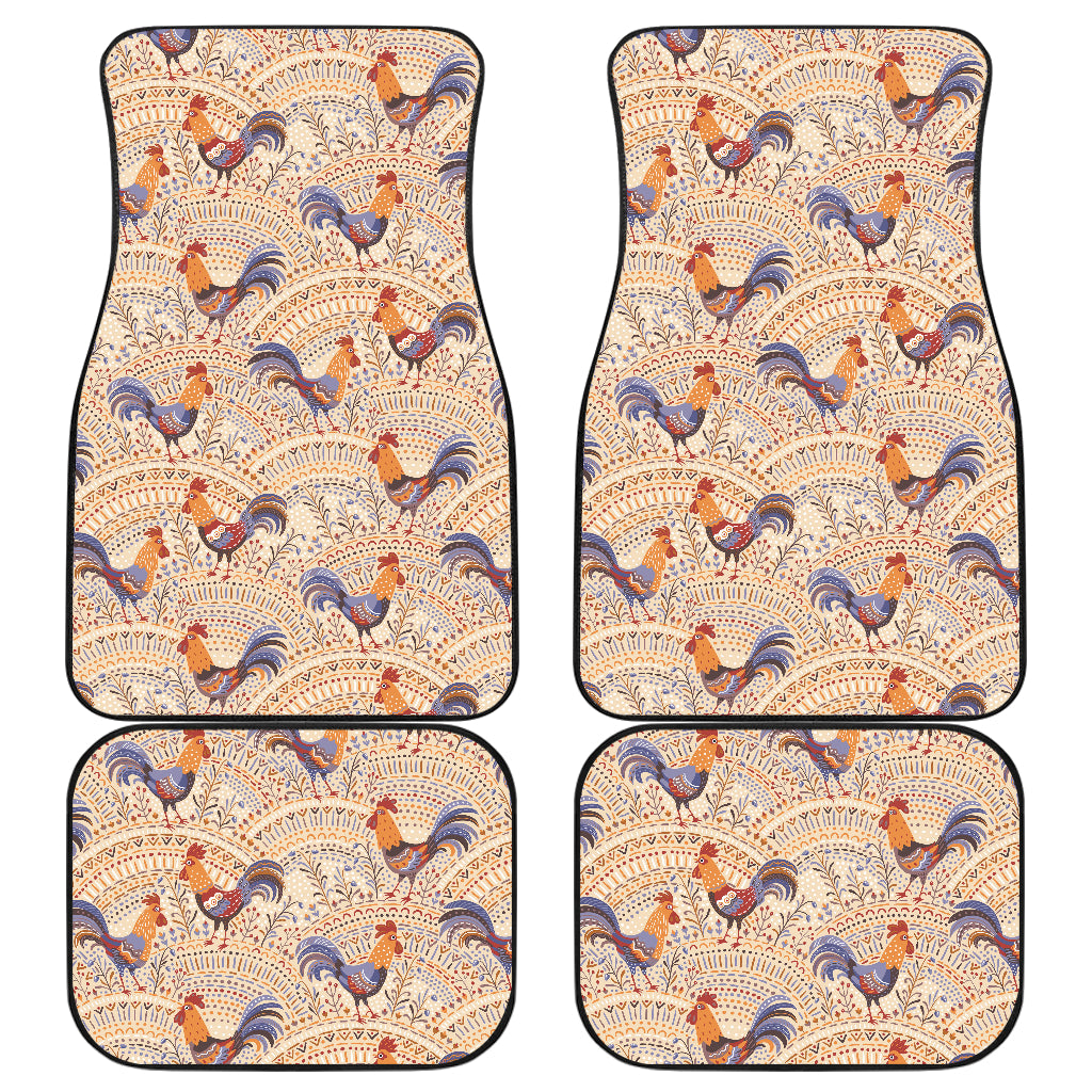 Chicken Boho Style Pattern Car Floor Mats Front Back