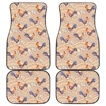 Chicken Boho Style Pattern Car Floor Mats Front Back