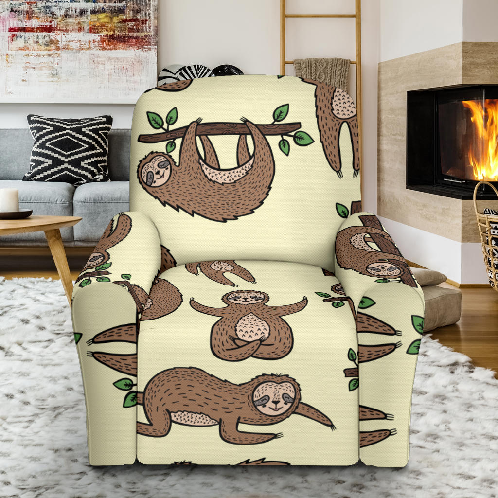 Sloth Print Design LKS3010 Recliner Slipcover with Pocket