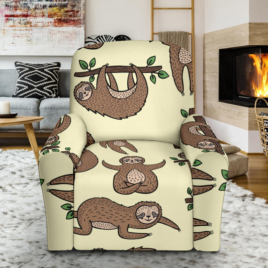 Sloth Print Design LKS3010 Recliner Slipcover with Pocket