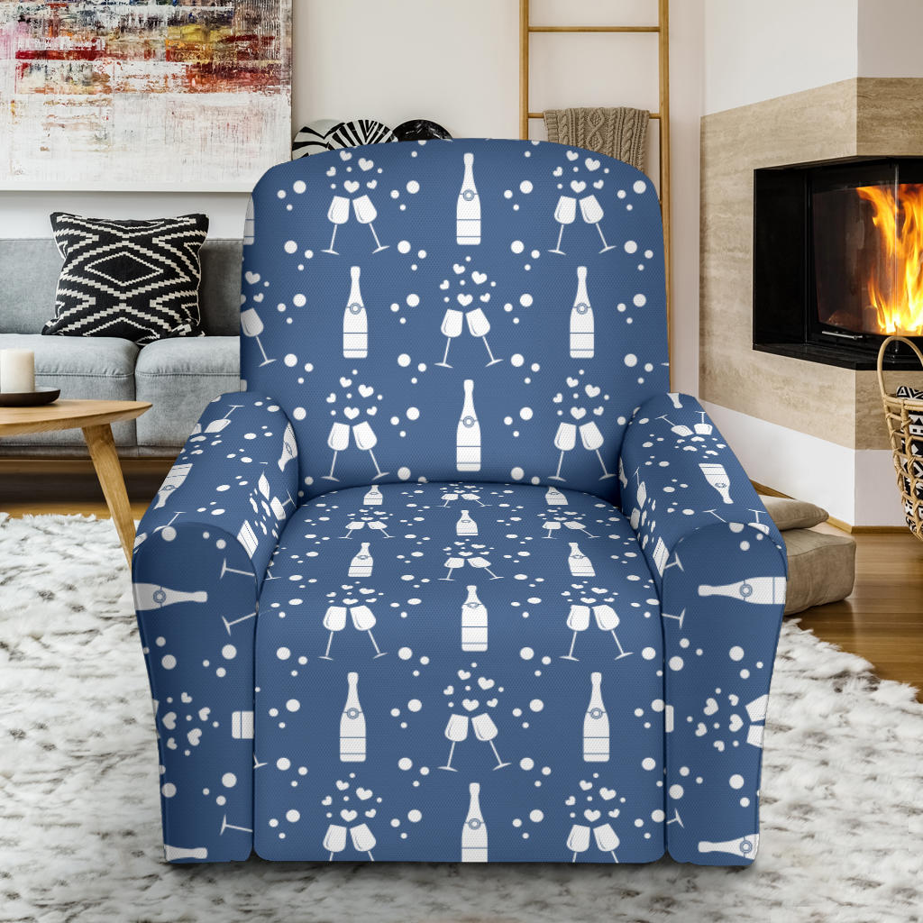 Champagne Pattern Print Design 05 Recliner Slipcover with Pocket