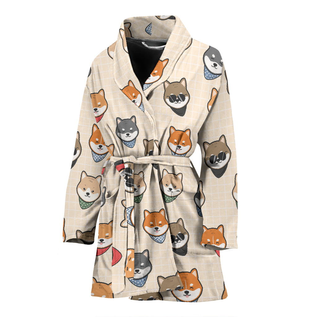 Shiba Inu Print Design LKS3010 Women Bathrobe