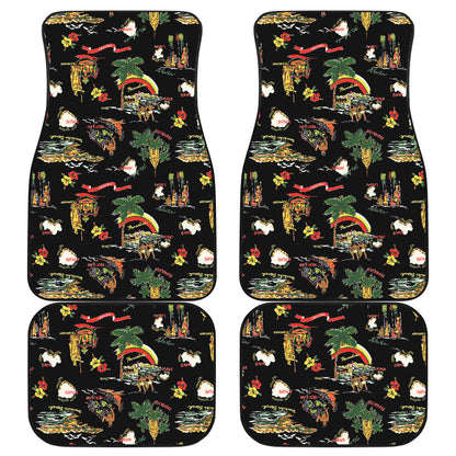 Hawaiian Island Themed Print Car Floor Mats Front Back