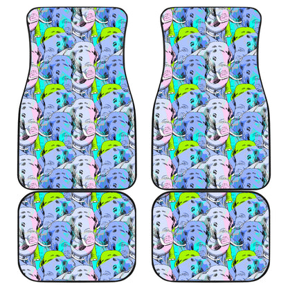 Elephant Art color Print Pattern Car Floor Mats Front Back