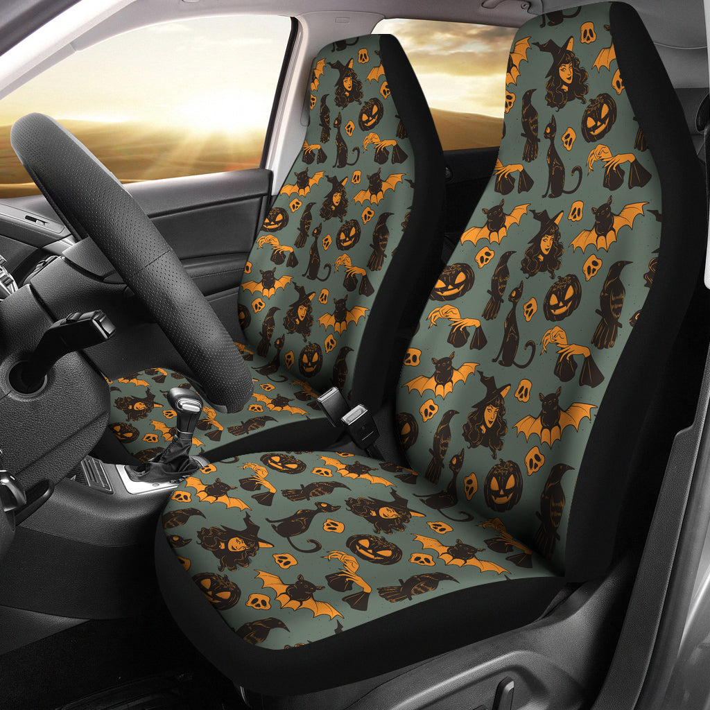 Witch Bat Halloween Print Design LKS305 Car Seat Covers