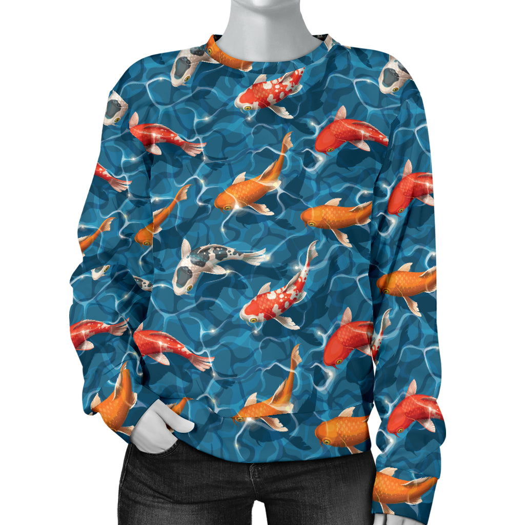 Koi Carp Water Design Themed Print Women Long Sleeve Sweatshirt