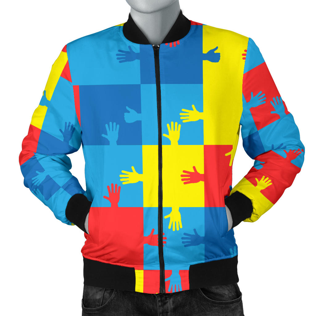Autism Awareness Design Themed Print Men Bomber Jacket