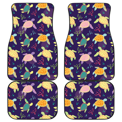 Sea Turtle Color Smile Car Floor Mats Front Back