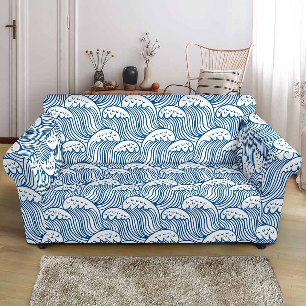 Wave Print Design LKS306 Loveseat Couch Slipcover
