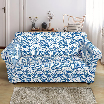 Wave Print Design LKS306 Loveseat Couch Slipcover