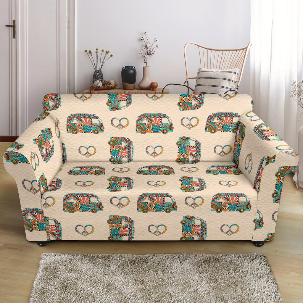 Hippie Van Peace Print Design LKS303 Loveseat Couch Slipcover