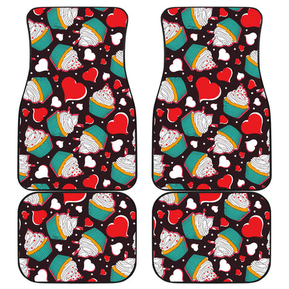 Cupcakes Heart Print Pattern Car Floor Mats Front Back