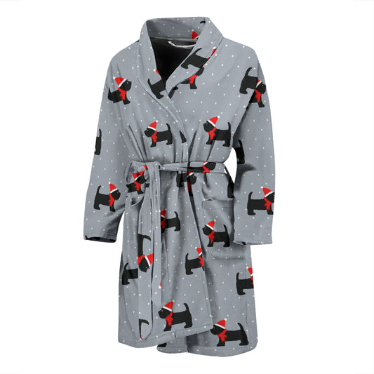 Scottish Christmas Themed Terriers Print Design LKS3018 Men Bathrobe