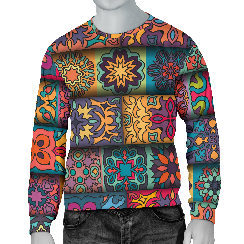 Mandala Style Design Print Men Long Sleeve Sweatshirt